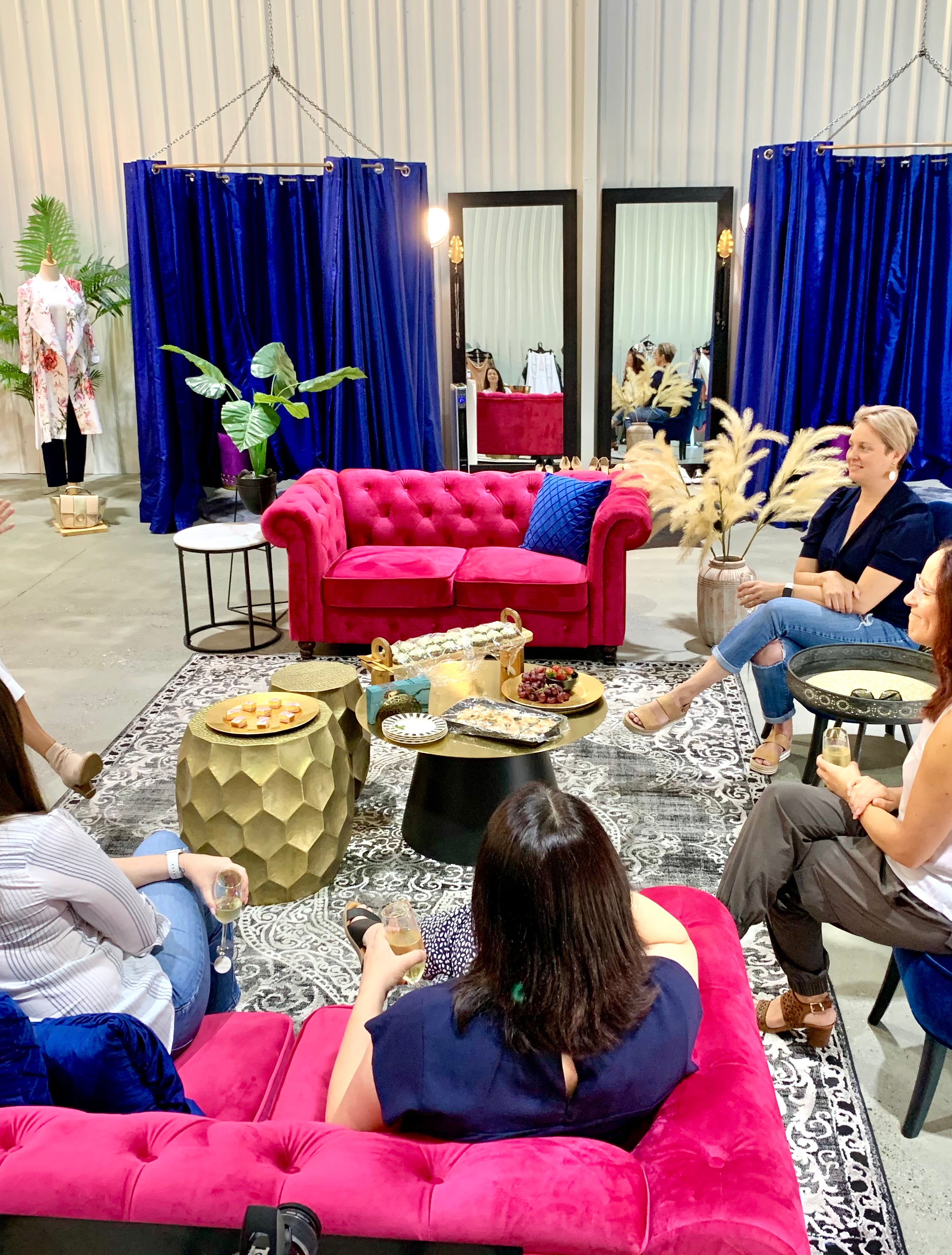 Stylish session in a vibrant, modern studio setting.